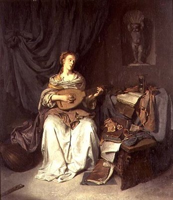 Fille chantant et jouant du luth - Cornelis Pietersz Bega