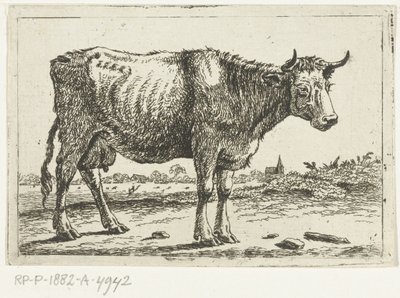 Paysage avec vache - Cornelis  Bisschop