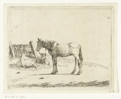 Paysage avec cheval et deux vaches près d