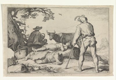 Bergers (Otia delectant) - Cornelis Bloemaert (II) (possibly)
