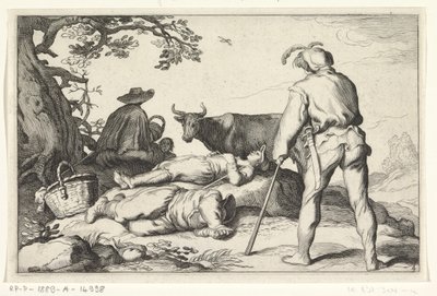 Vachers, Vier pastorale scènes - Cornelis Bloemaert (II) (possibly)