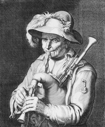 Homme jouant de la cornemuse - Cornelis Bloemaert