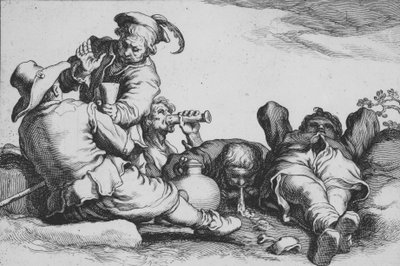Paysans buvant, de la série Seize sujets paysans - Cornelis Bloemaert