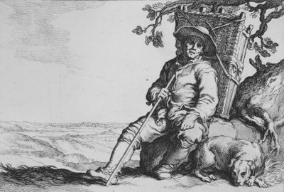 Voyageur avec chien, de la série Seize sujets paysans, 17e siècle - Cornelis Bloemaert