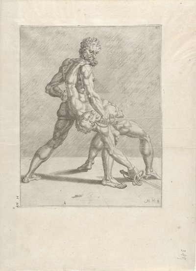 Deux escrimeurs (série Zwaardvechters) - Cornelis Bos (possibly)