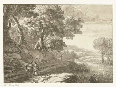 Paysage italianisant avec trois promeneurs - Cornelis Brouwer