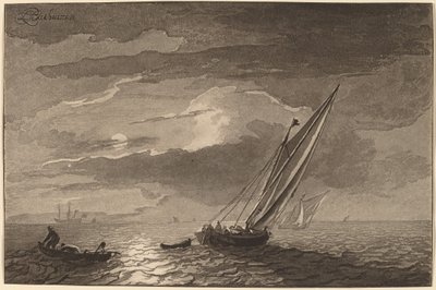 Paysage marin avec pleine lune, 1779, publié en 1781 - Cornelis Brouwer