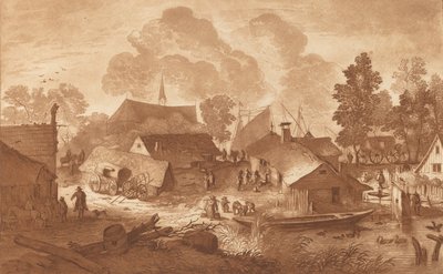 Village avec étang, vers 1782 - Cornelis Brouwer