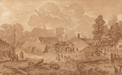 Village avec étang - Cornelis Brouwer