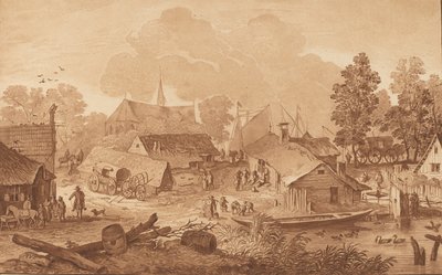 Village avec étang, vers 1782 - Cornelis Brouwer