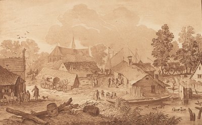 Village avec étang, vers 1782 - Cornelis Brouwer