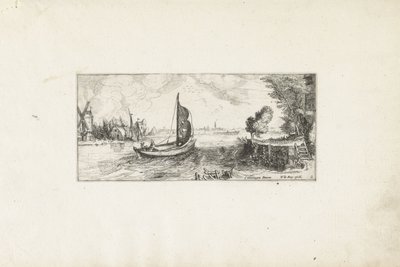 Bateau sur une rivière - Cornelis Claesz van Wieringen (possibly)