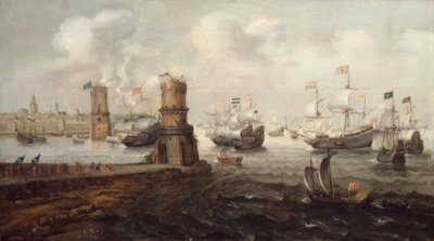 Prise de Damiette, 5e croisade, 1219 / Peinture, par Wieringen - Cornelis Claesz  van Wieringen
