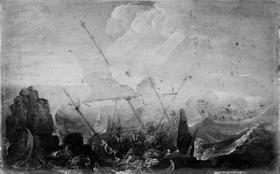 Naufrage contre un rocher - Cornelis Claesz  van Wieringen