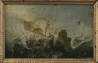 Naufrage contre un rocher - Cornelis Claesz  van Wieringen