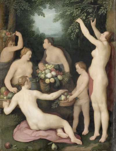 Pomone recevant la récolte de fruits - Cornelis Cornelisz. van Haarlem