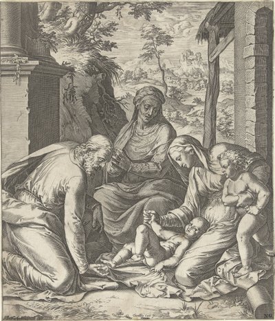 Sainte Famille avec Anne et Jean-Baptiste enfant - Cornelis Cort