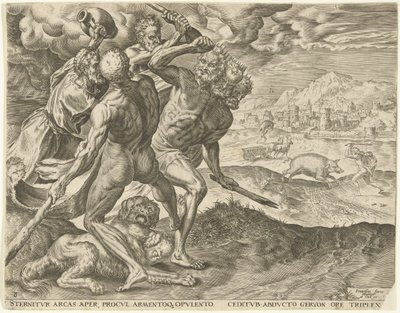 Hercule tue Géryon et son chien - Cornelis Cort