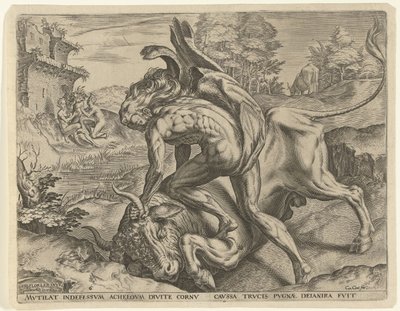 Hercule lutte avec Achélous - Cornelis Cort