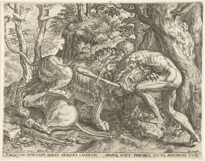 Hercule étrangle le lion de Némée (Travaux d