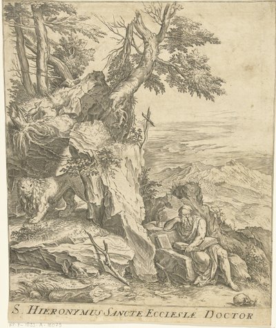 Paysage avec Jérôme lisant - Cornelis Cort