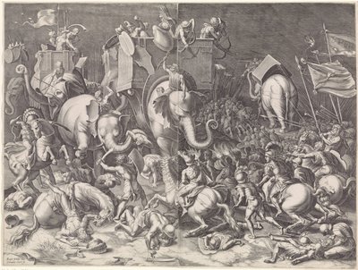 Bataille de Zama entre Scipion et Hannibal, de nuit - Cornelis Cort