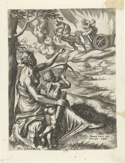 Vénus ordonne à Cupidon de percer le cœur de Pluton avec une flèche - Cornelis Cort