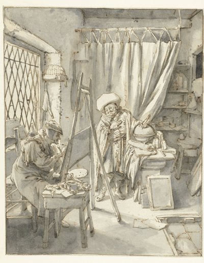 Un artiste avec un modèle dans son atelier - Cornelis Dusart