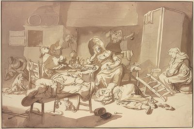 Une société de femmes ivres - Cornelis Dusart