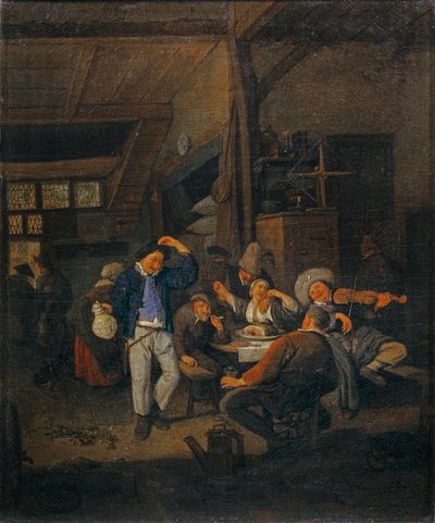 Interieur de cabaret : le danseur au pichet - Interior of a tavern : the dancer with a pitcher ... - Cornelis Dusart