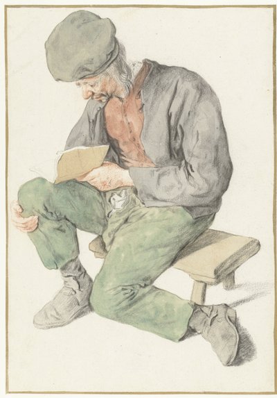 Homme assis lisant, tourné vers la gauche - Cornelis Dusart