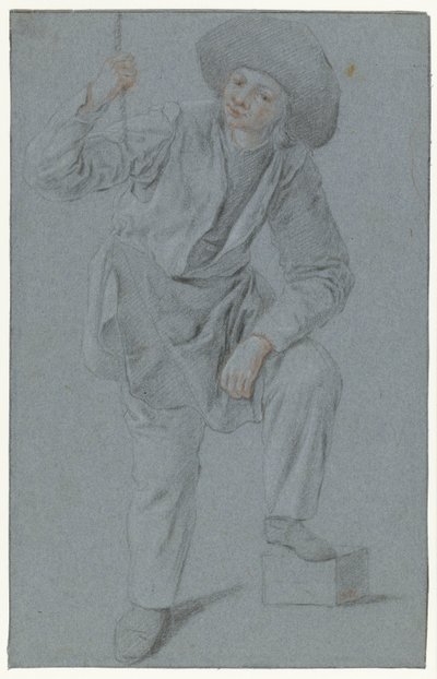 Garçon debout tirant sur une corde - Cornelis Dusart