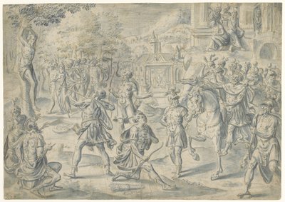 Tir sur le cadavre du père - Cornelis Floris (II) (circle of)