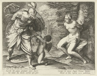 Vénus attachée à un arbre et Cupidon puni par Minerve - Cornelis Galle (I)