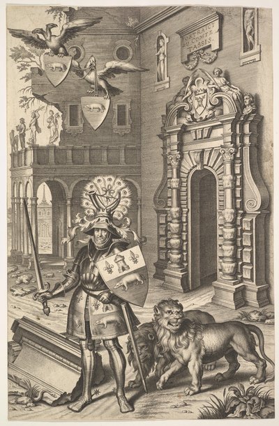Portrait allégorique du comte Tassis, illustration de Jean Jacques Chifflet, Les marques..., 1645 - Cornelis Galle I