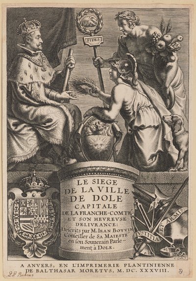Page de titre pour Jean Boyvin, Le Siège de la Ville de Dole - Cornelis Galle I after Erasmus Quellinus II after Sir Peter Paul Rubens