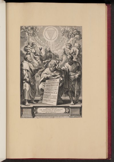 Page de titre pour "Opera S. Dionysii Areopagitae, I" de Balthasar Cordier - Cornelis Galle I after Sir Peter Paul Rubens