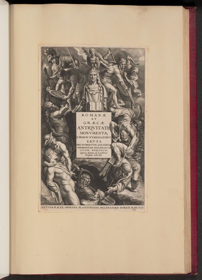 Page de titre pour Hubert Goltzius, Romanae et Graecae Antiqvitatis Monvmenta (Opera Omnia, I) - Cornelis Galle I after Sir Peter Paul Rubens