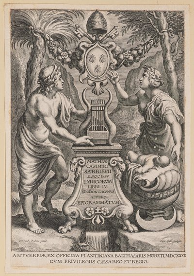 Page de titre pour "Lyricorum Libri IV" de M.C. Sarbievski - Cornelis Galle I after Sir Peter Paul Rubens