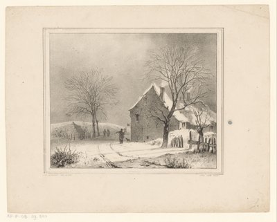 Maisons dans un paysage enneigé - Cornelis Gerrit Verburgh