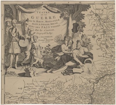 Carte de la Meuse ou Théâtre de la Guerre sur le Rhein, Moessele, Mayn, le Necker, Meuse avec les pais voisins - Cornelis Huyberts