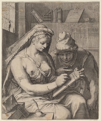 Arithmétique - Cornelis Jacobsz Drebbel, after Hendrik Goltzius