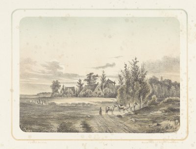 Paysage avec paysanne et vaches (série de six paysages) - Cornelis Jan Bolt