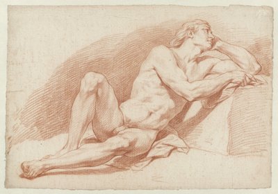 Homme nu assis, appuyé - Cornelis Joseph d