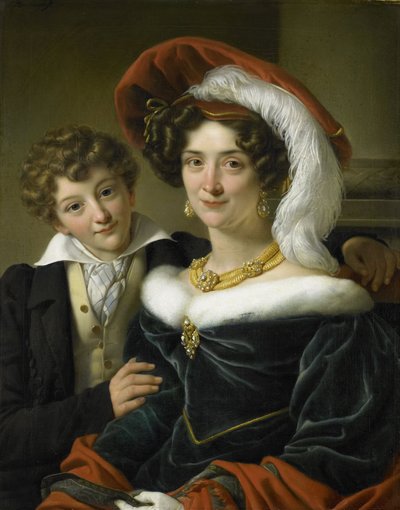 Rudolphina Wilhelmina Elizabeth de Sturler (1798-1873), deuxième épouse du comte Johannes van den Bosch, avec leur fils Richard Leeuwenhart, 1829 - Cornelis Kruseman