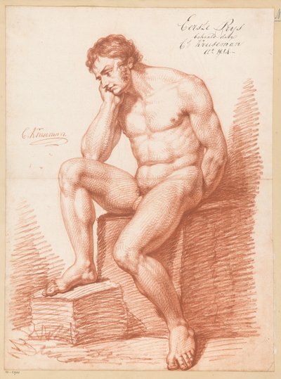 Nu masculin assis, vu de face (1er prix 1814) - Cornelis Kruseman