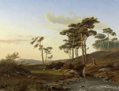 Ambiance du soir avec berger - Cornelis Lieste (signed by artist)