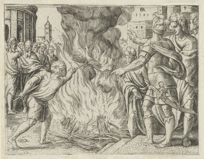Les Philistins brûlent la femme et le beau-père de Samson - Cornelis Massijs