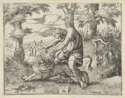 Samson tue le lion (Histoire de Samson) - Cornelis Massijs