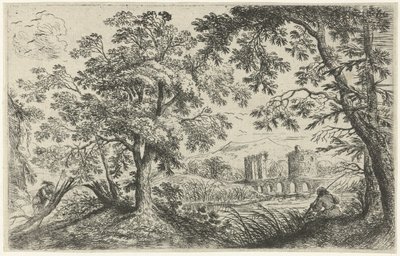 Paysage avec un pêcheur - Cornelis Matthieu